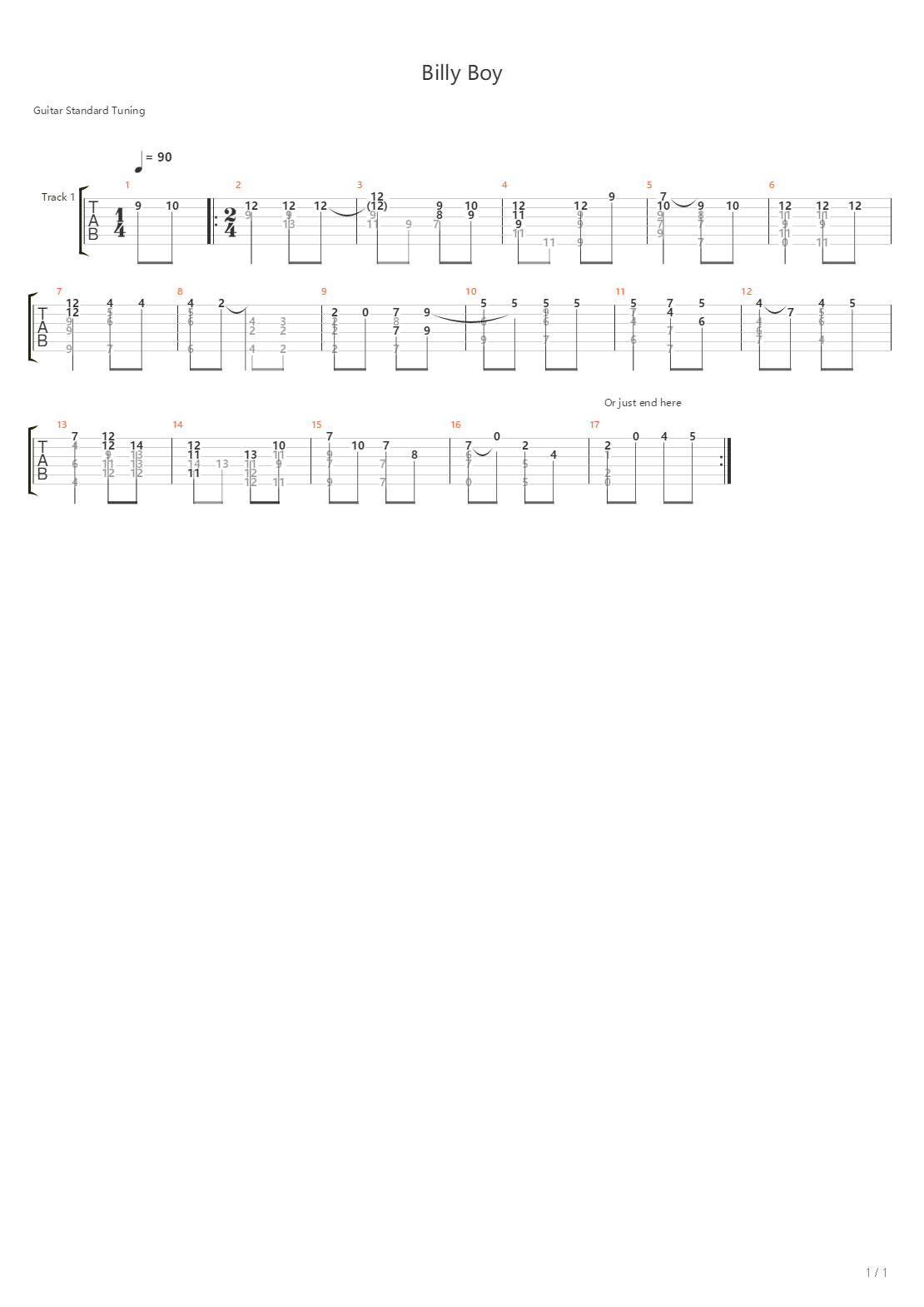 Billy Boy吉他谱