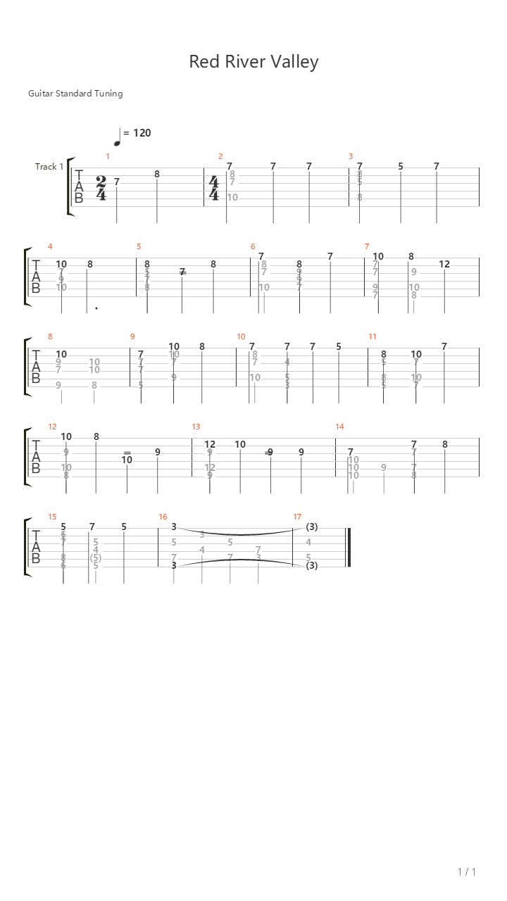 Red River Valley吉他谱