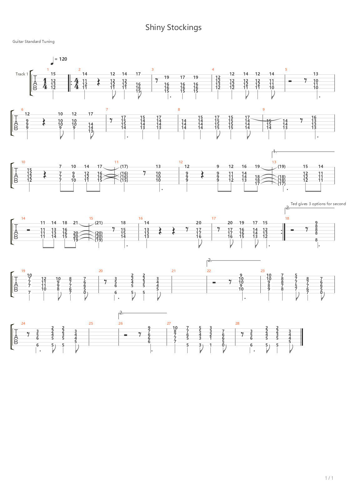Shiny Stockings吉他谱