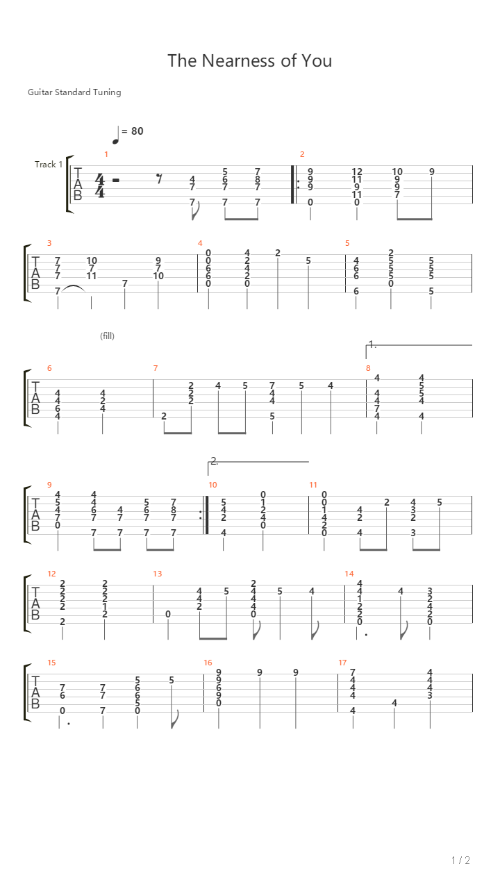 The Nearness Of You吉他谱