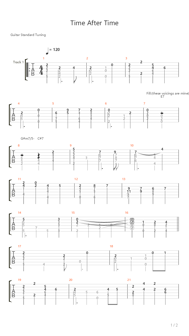 Time After Time吉他谱