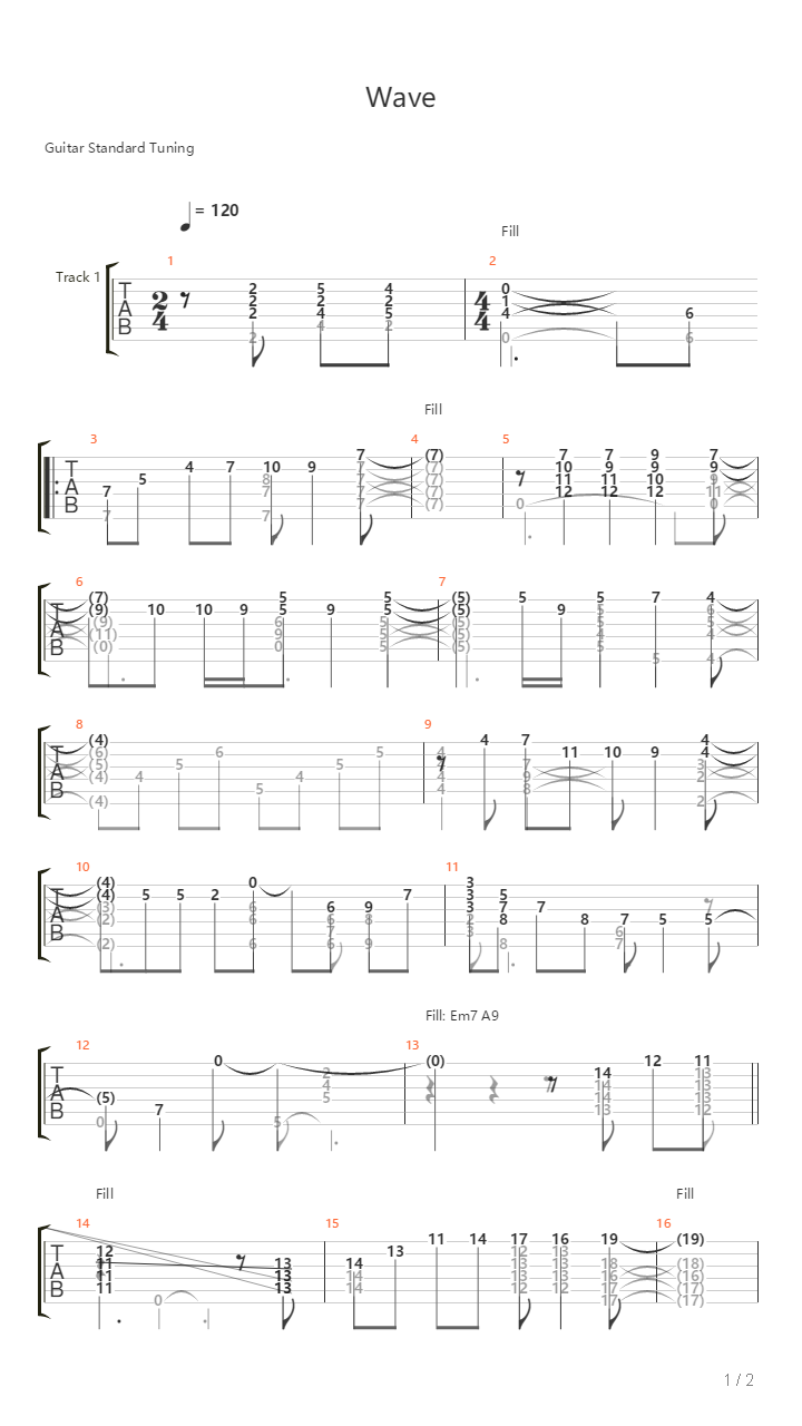 Wave吉他谱