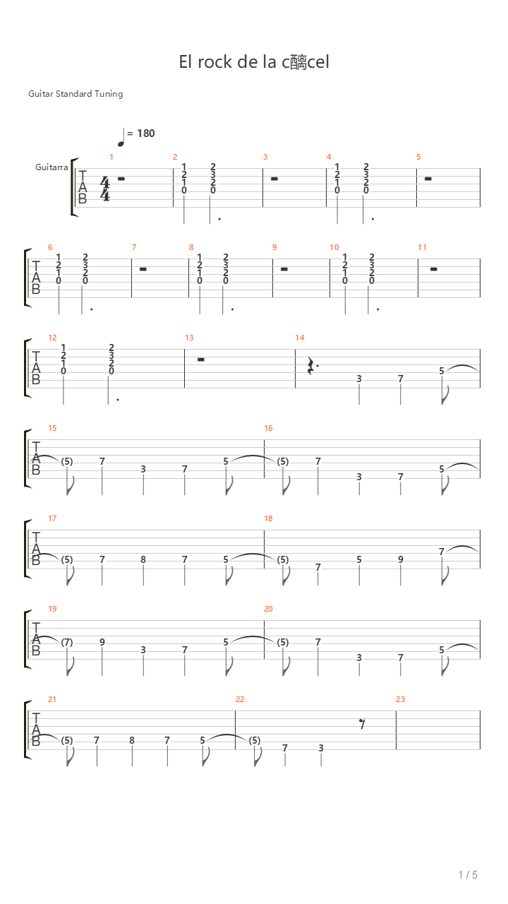 Rock De La Crcel吉他谱