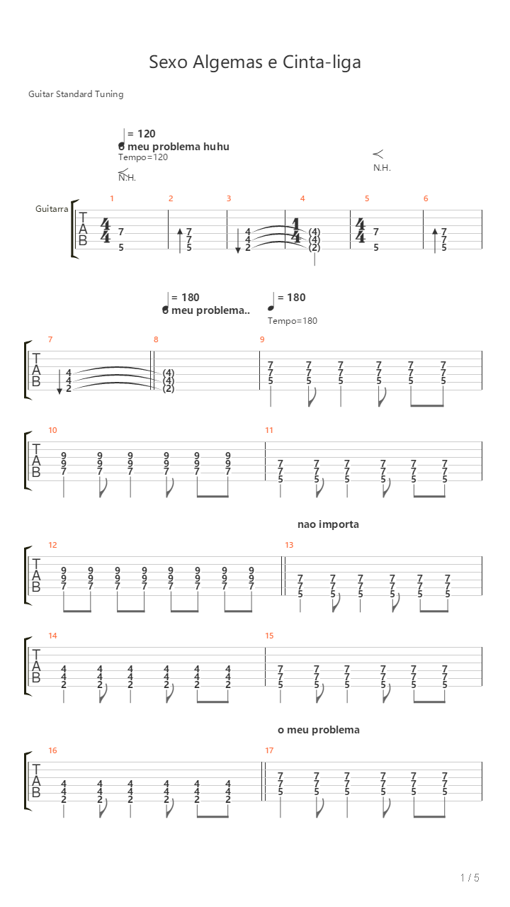 Sexo Algemas E Cinta-liga吉他谱