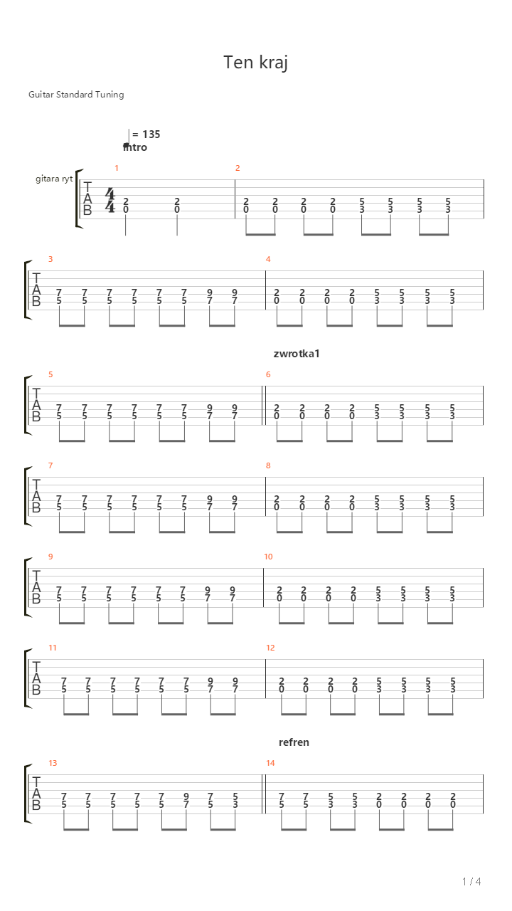 Ten Kraj吉他谱