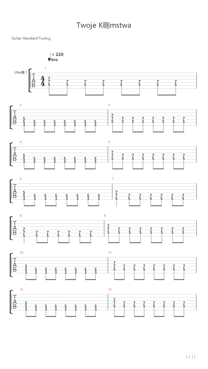 Twoje Klamstwa吉他谱