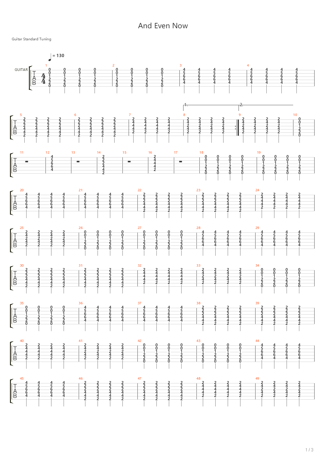 And Even Now吉他谱