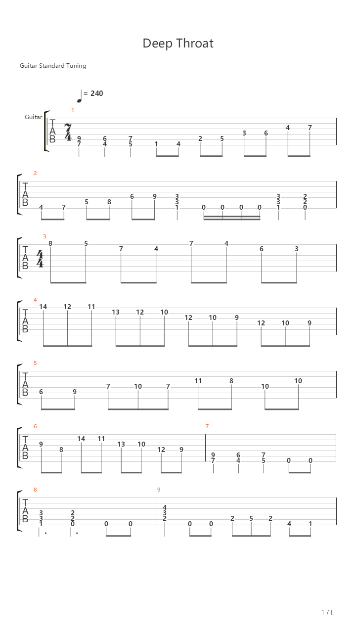 Deep Throat吉他谱