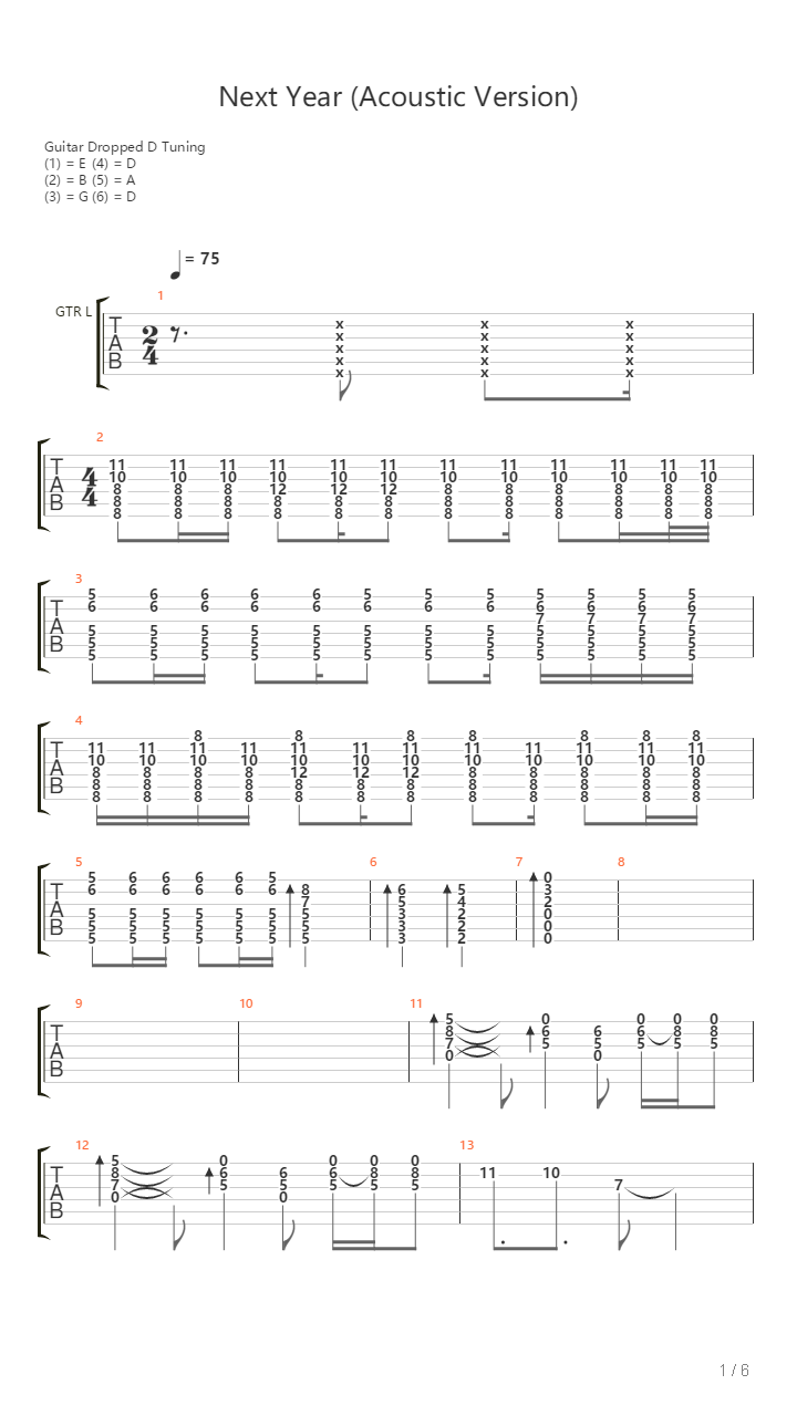Next Year Acoustic吉他谱