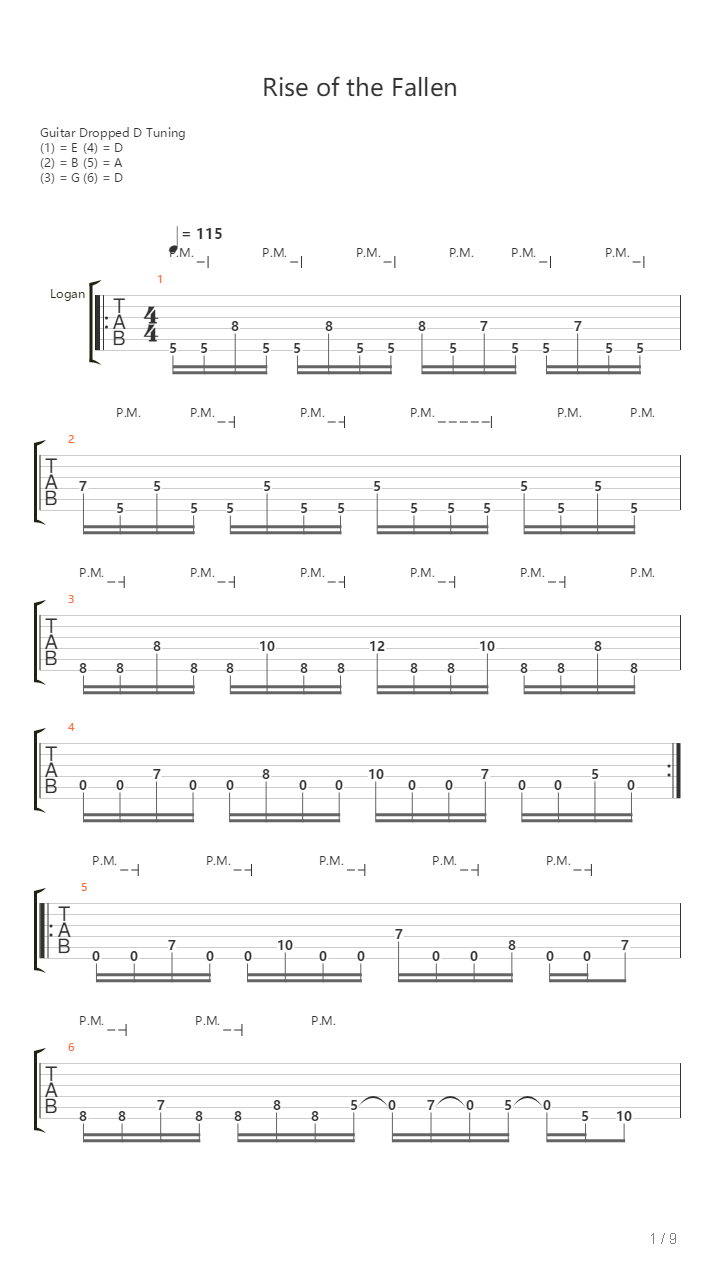Rise Of The Fallen吉他谱