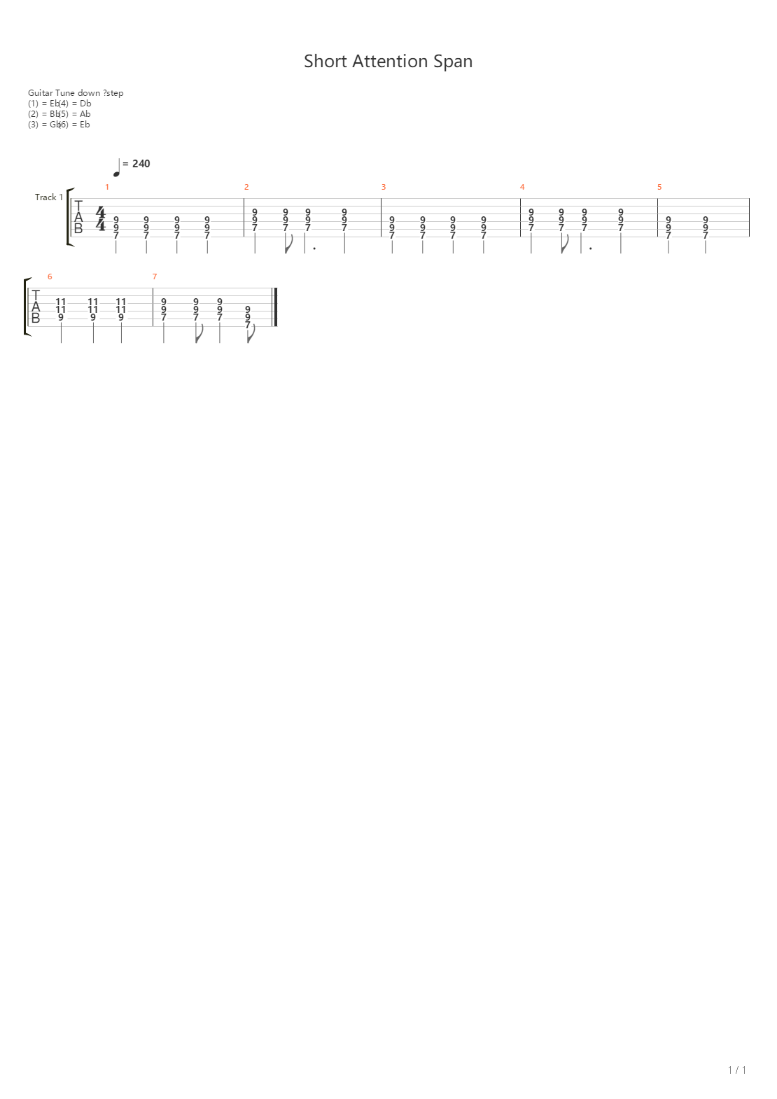 Short Attention Span吉他谱