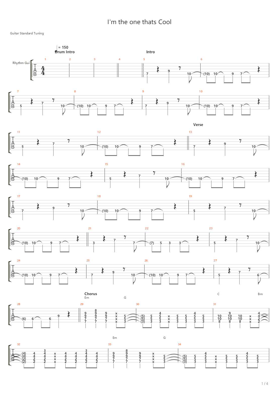 Im The One Thats Cool吉他谱
