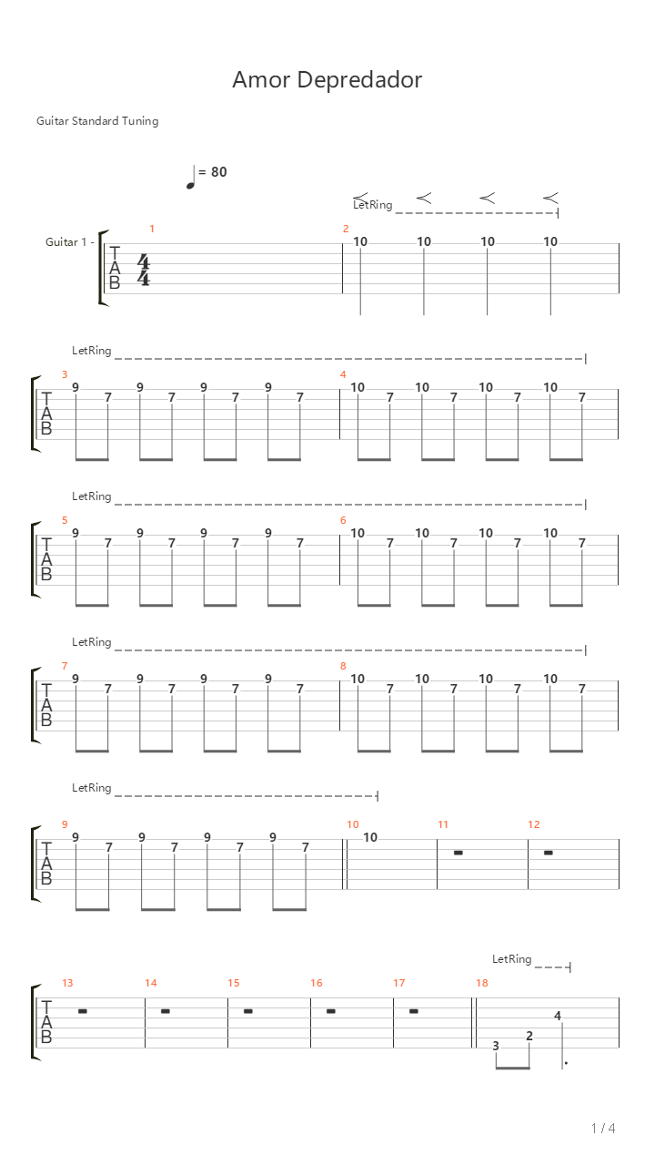 Amor Depredador吉他谱