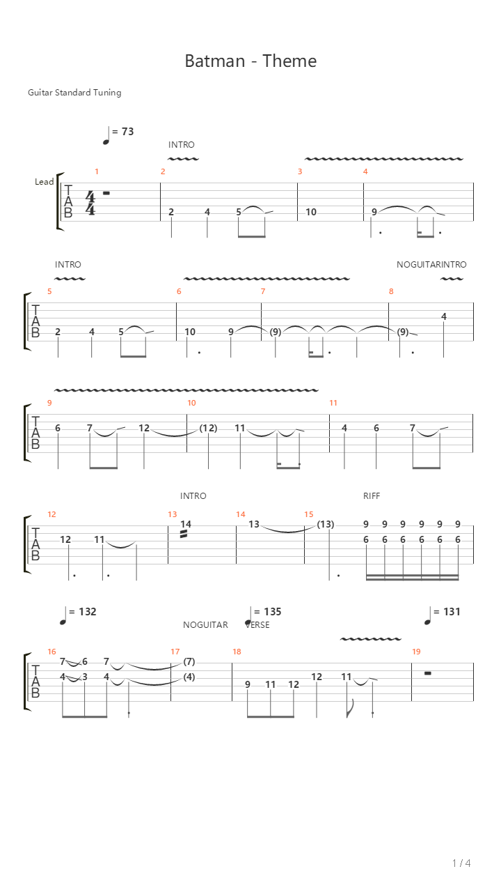 Batman - Theme吉他谱