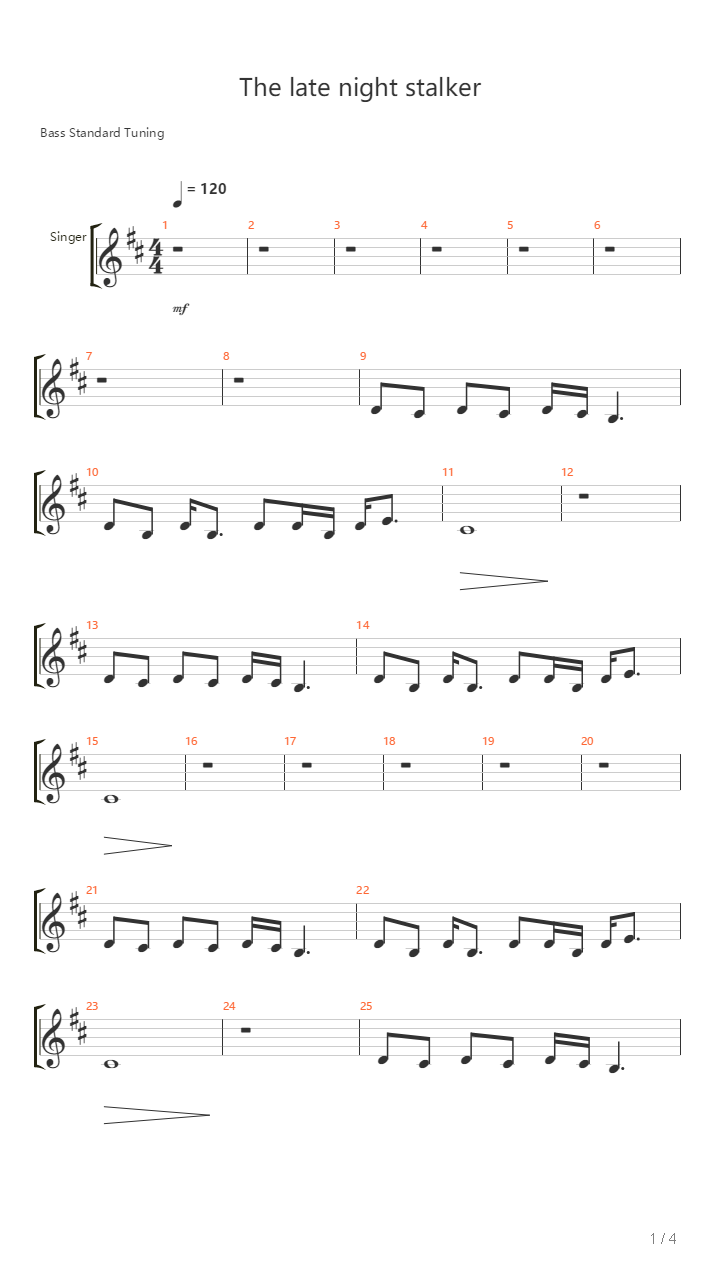 The Late Night Stalker吉他谱