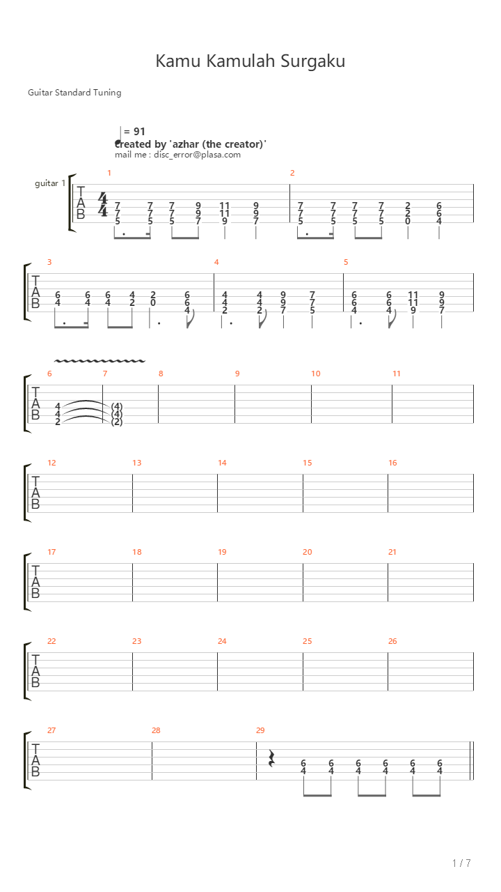 Kamu Kamulah Surgaku吉他谱