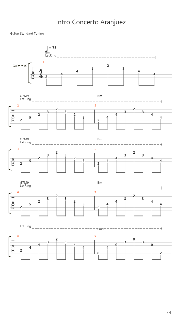 Concerto Aranjuez吉他谱