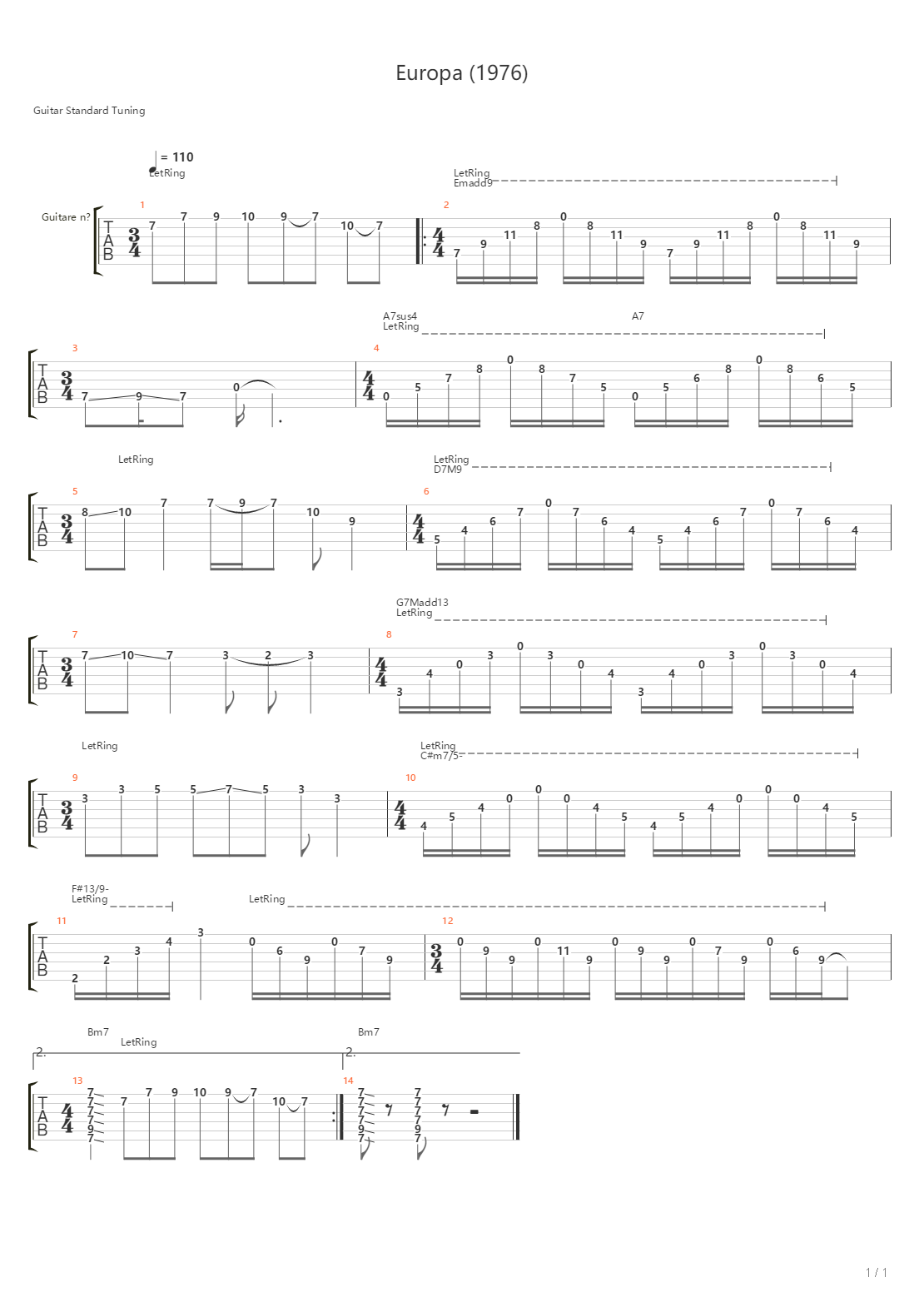 Europa Satana吉他谱