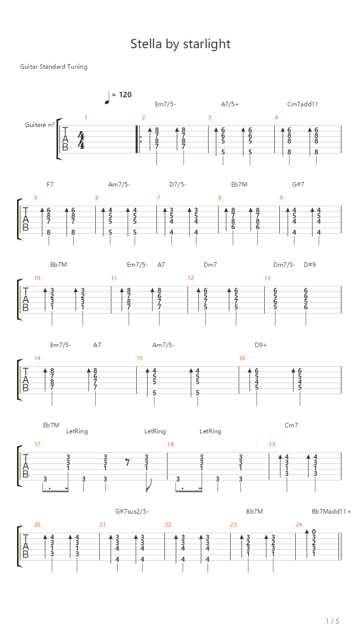 Stella By Starlight吉他谱