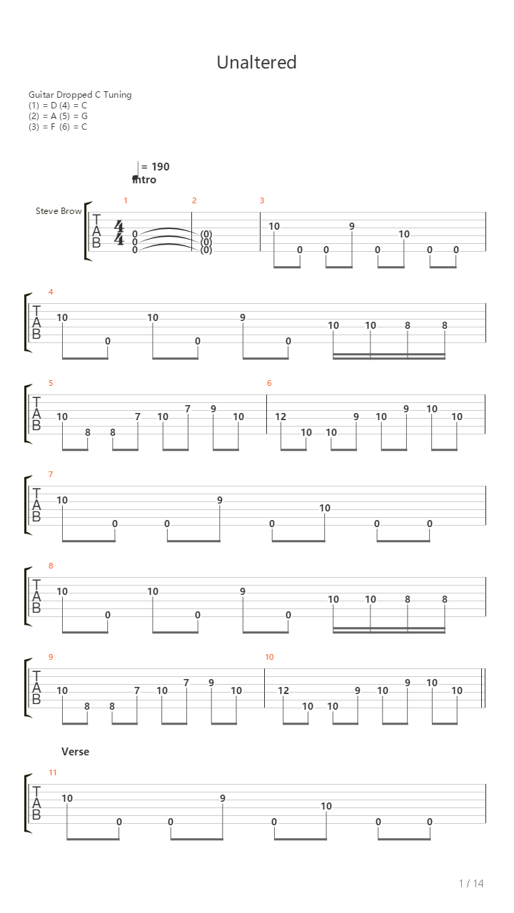 Unaltered吉他谱