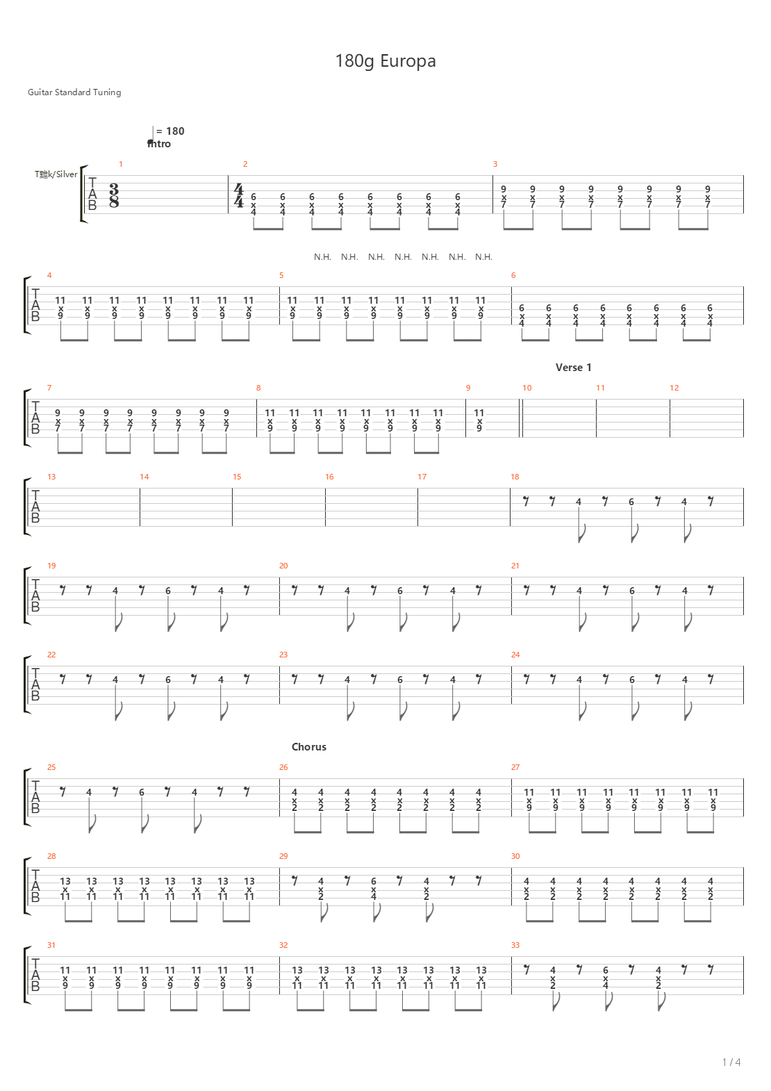 180 G Europa吉他谱