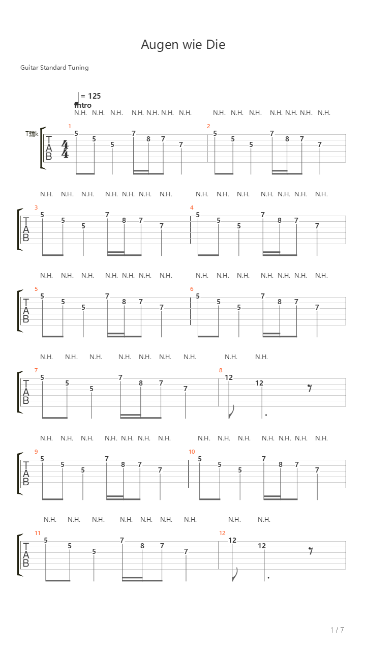 Augen Wie Die吉他谱