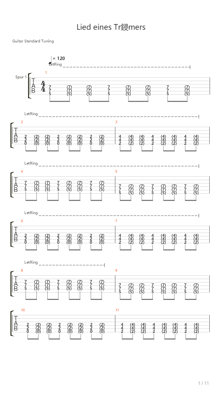 Lied Eines Trumers吉他谱