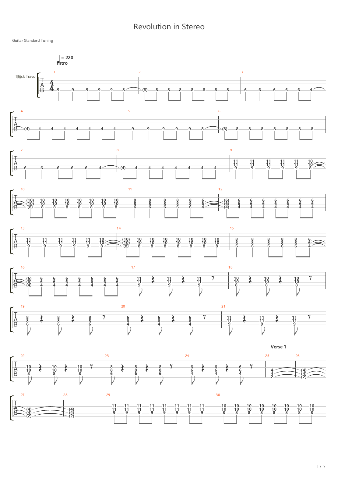Revolution In Stereo吉他谱