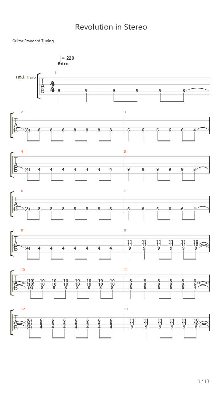 Revolution In Stereo吉他谱