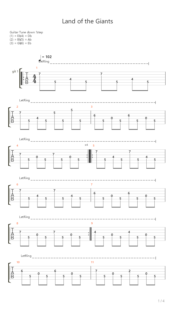 Land Of The Giants吉他谱