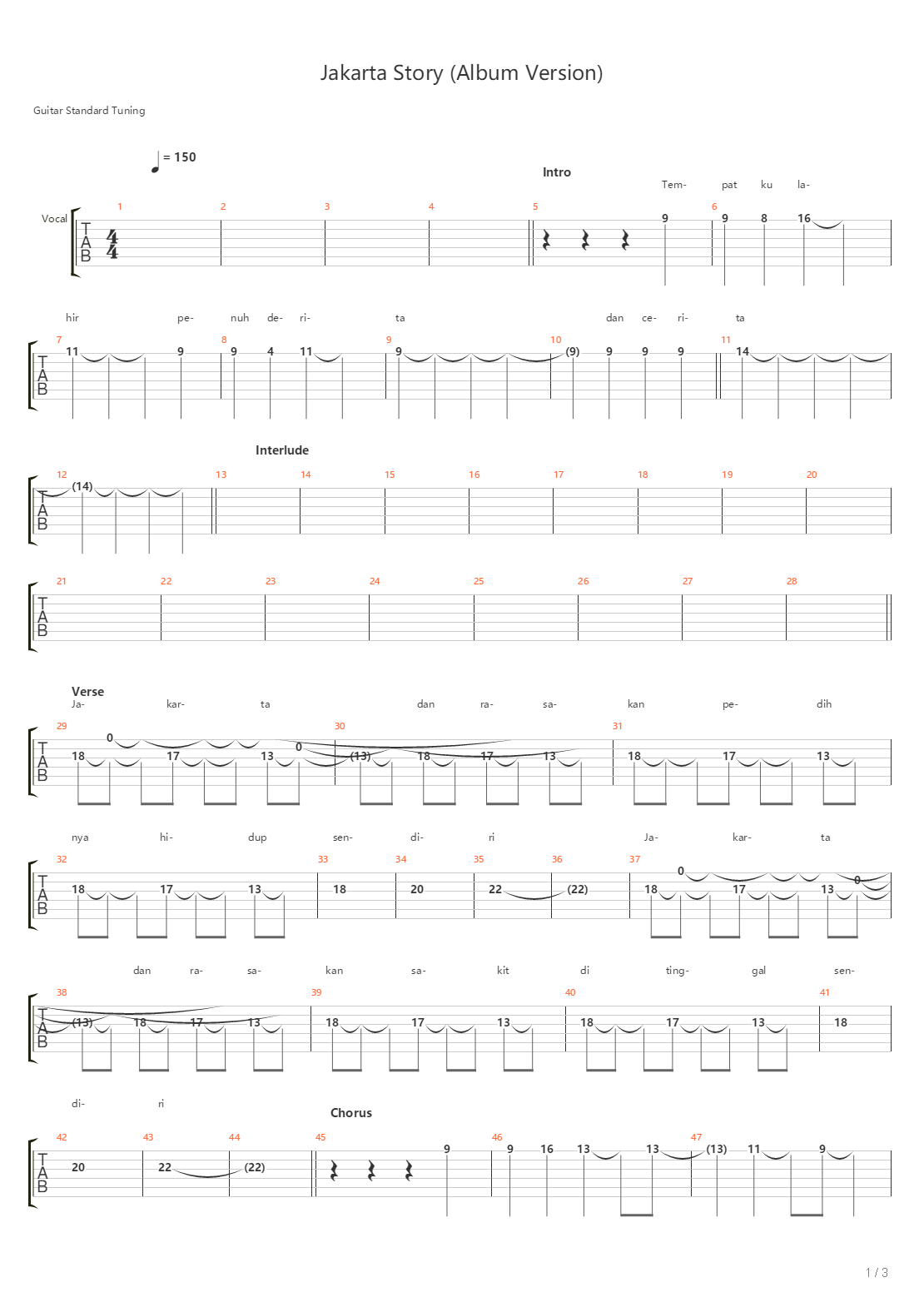 Jakarta Story吉他谱