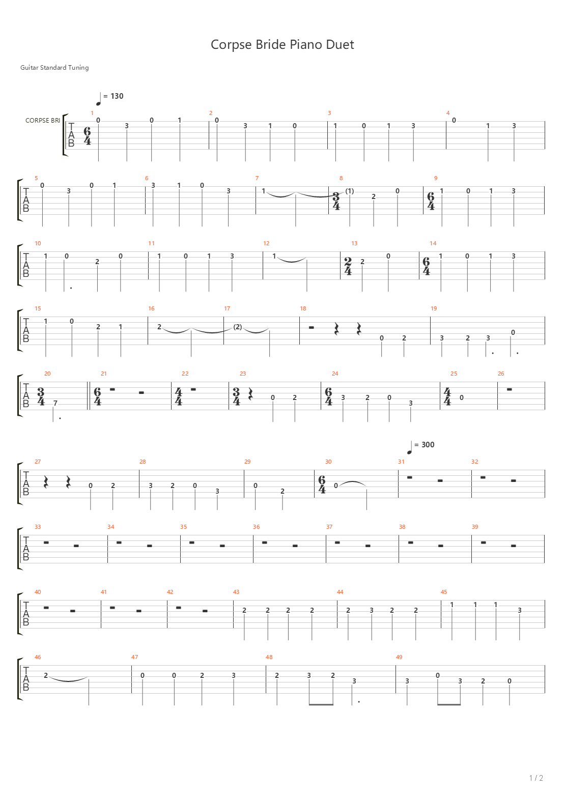 Corpse Bride Duet吉他谱