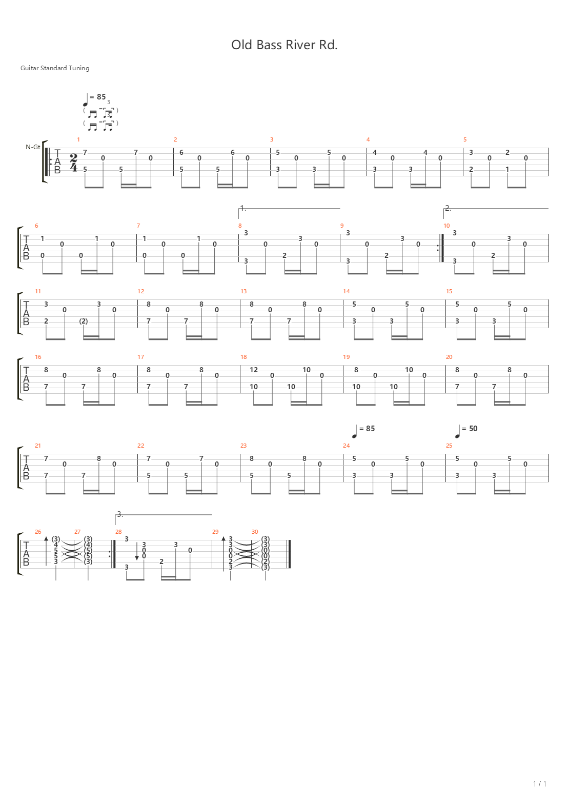 Old Bass River Rd吉他谱