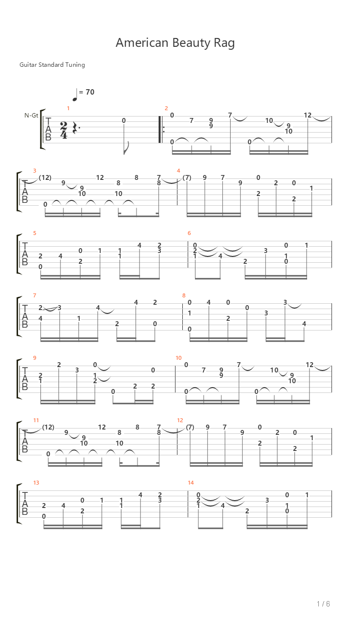American Beauty Rag吉他谱