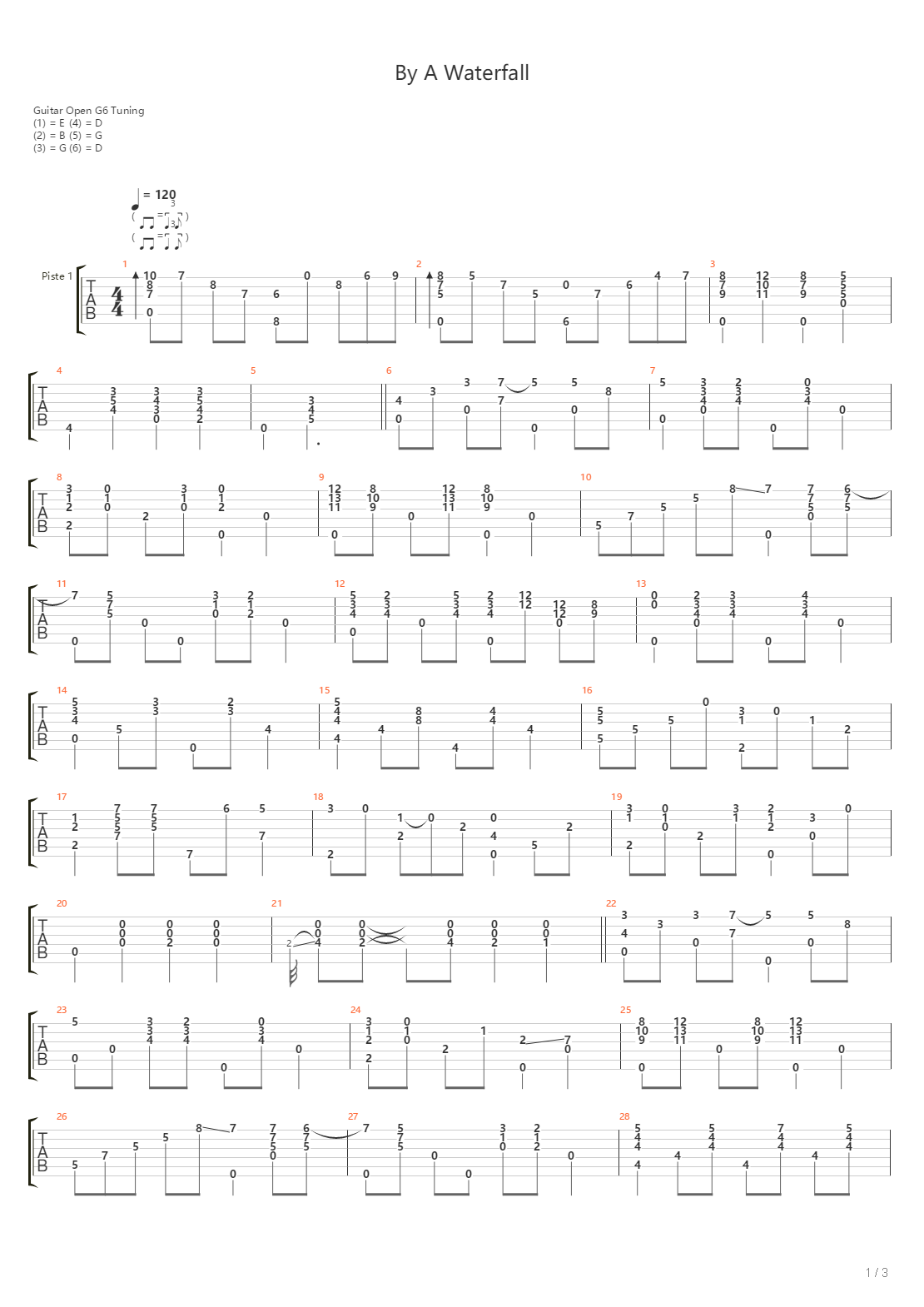 By A Waterfall吉他谱
