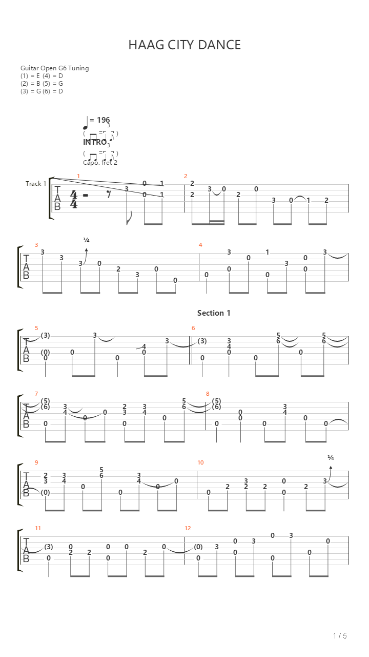 Haag City Dance吉他谱