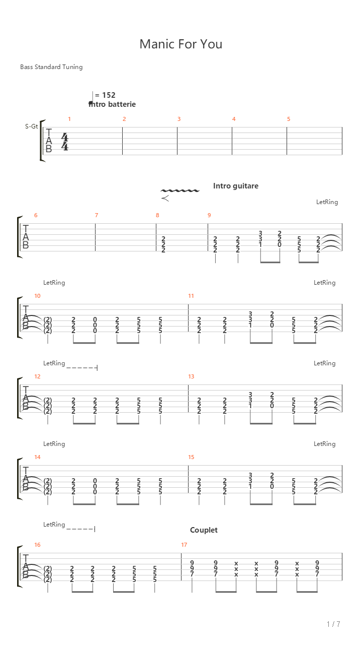 Manic For You吉他谱