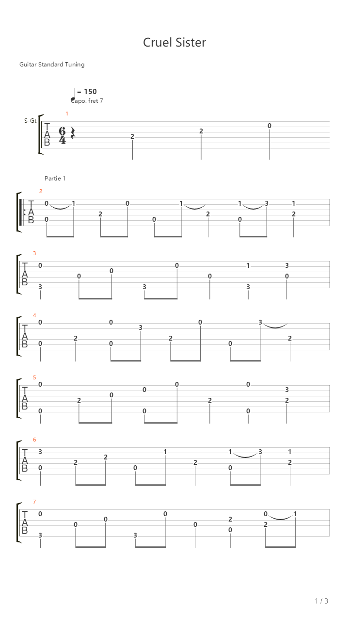 Cruel Sister吉他谱