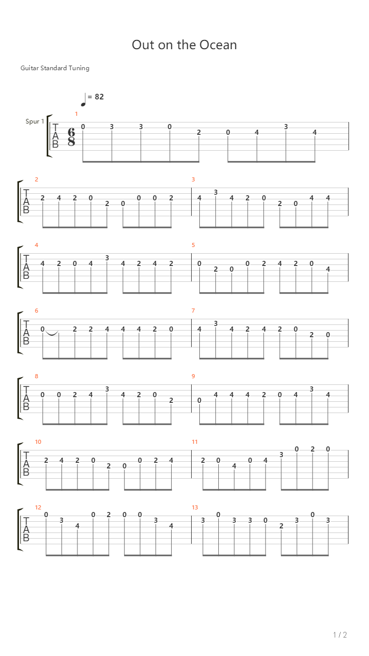 Out On The Ocean吉他谱