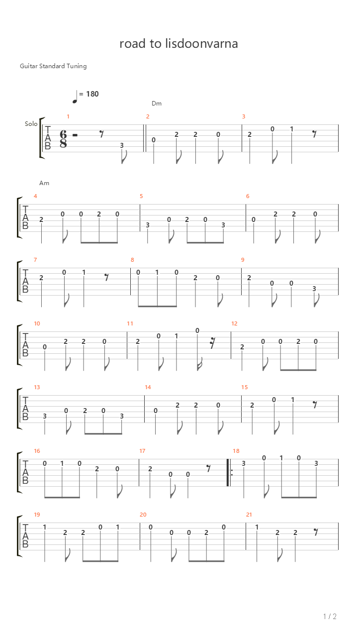 Road To Lisdoonvarna吉他谱