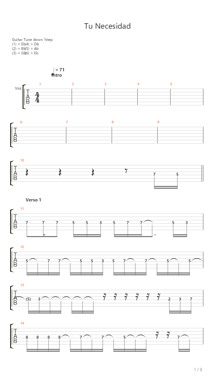 Tu Necesidad吉他谱