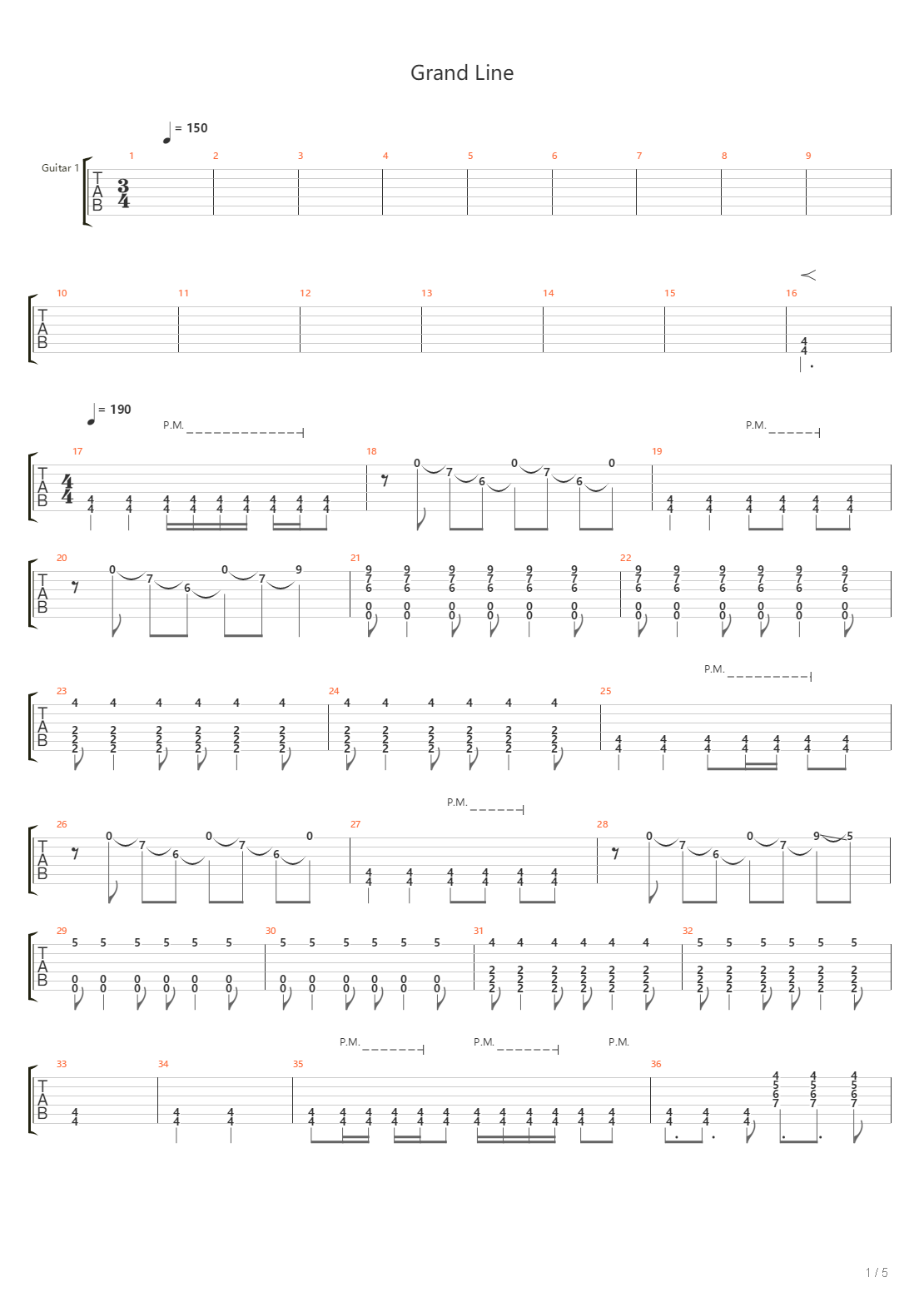 Grand Line吉他谱