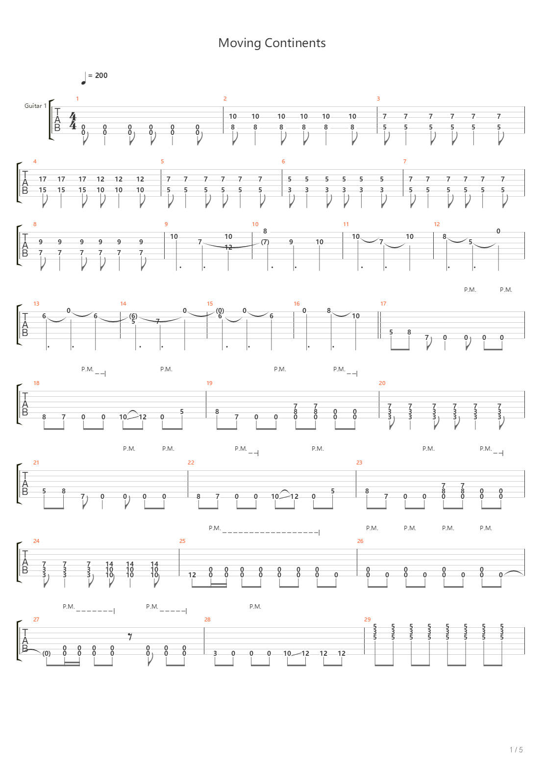 Moving Continents吉他谱