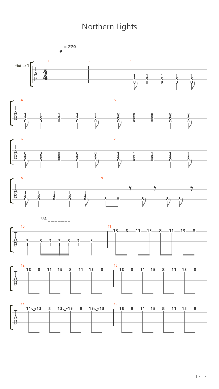 Northern Lights吉他谱