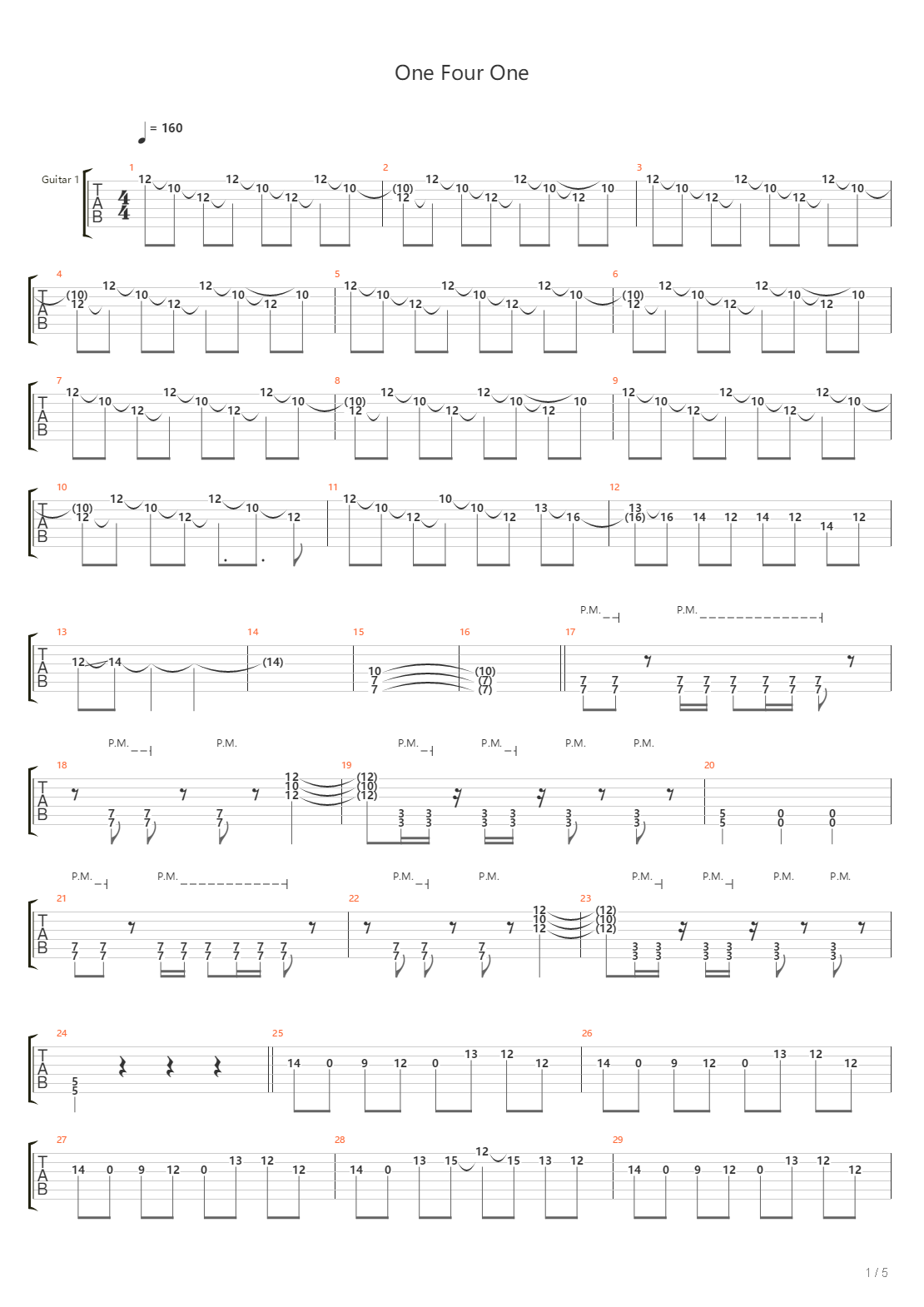 One Four One吉他谱