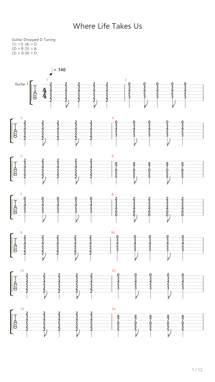 Where Life Takes Us吉他谱