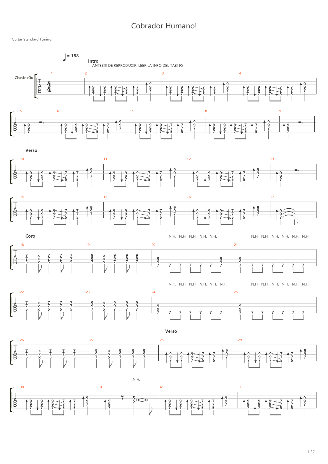 Cobrador Humano吉他谱