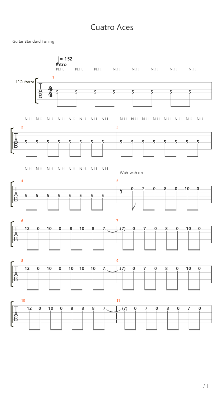 Cuatro Aces吉他谱