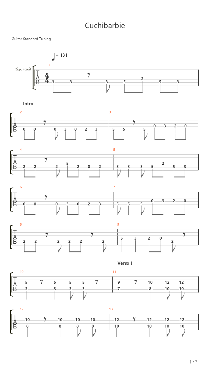 Cuchibarbie吉他谱
