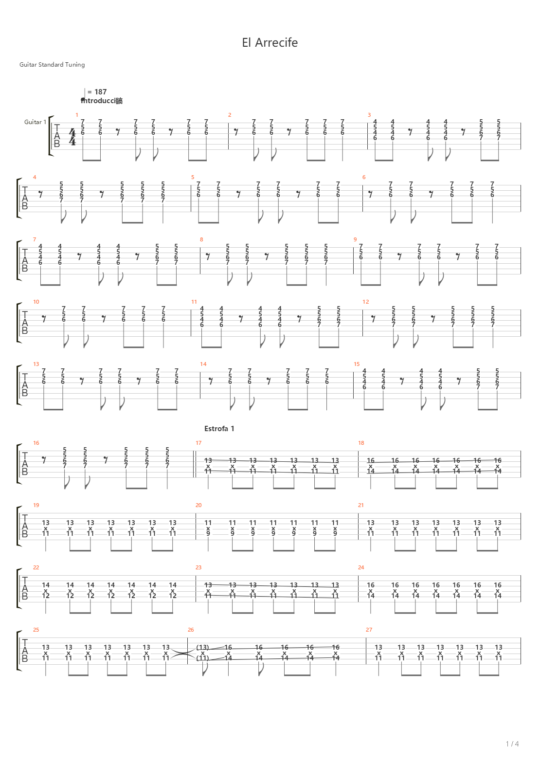 El Arrecife吉他谱
